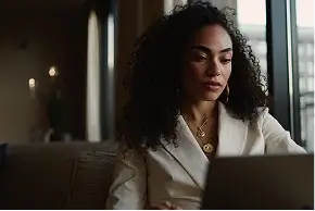 Mulher mexendo no computador